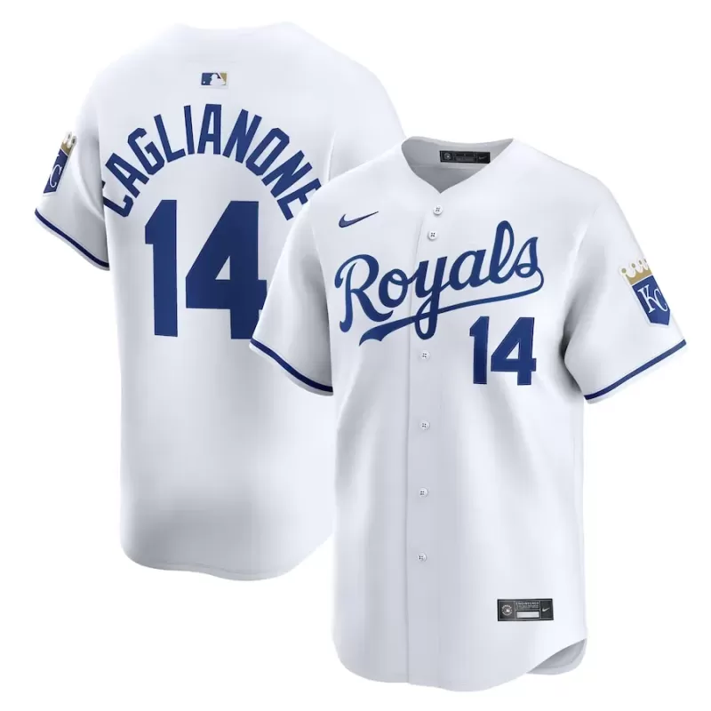 Men's Kansas City Royals Jac Caglianone Nike White Home Limited Player Jersey Men's Kansas City Royals Jac Caglianone Nike White Home Limited Player Jersey