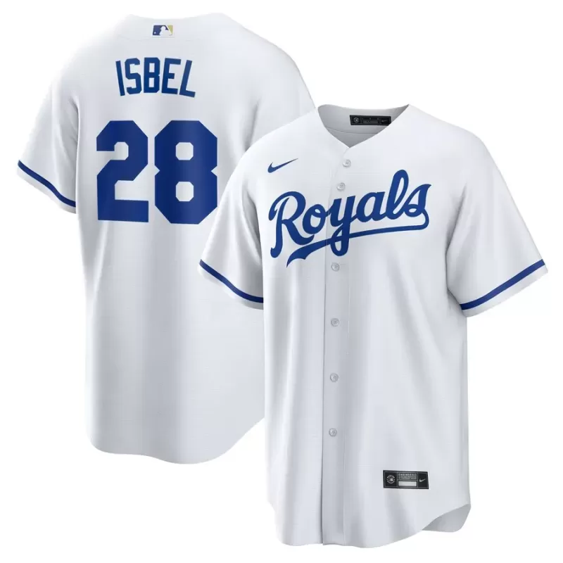 Men's Kansas City Royals Kyle Isbel Nike White Home Replica Jersey Men's Kansas City Royals Kyle Isbel Nike White Home Replica Jersey