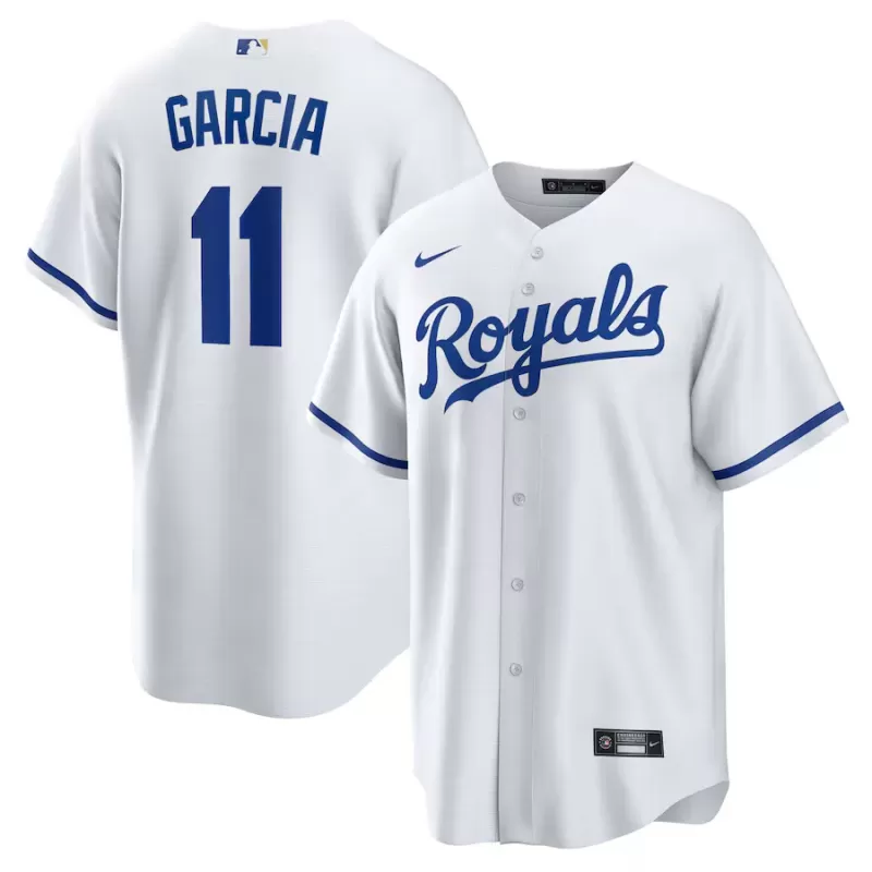 Men's Kansas City Royals Maikel Garcia Nike White Home Replica Jersey Men's Kansas City Royals Maikel Garcia Nike White Home Replica Jersey