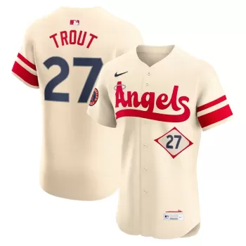 Men's Los Angeles Angels Mike Trout Nike Cream City Connect Elite Player Jersey Men's Los Angeles Angels Mike Trout Nike Cream City Connect Elite Player Jersey