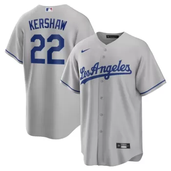 Men's Los Angeles Dodgers Clayton Kershaw Nike Gray Road Replica Player Name Jersey Men's Los Angeles Dodgers Clayton Kershaw Nike Gray Road Replica Player Name Jersey