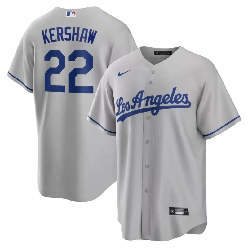 Men's Los Angeles Dodgers Clayton Kershaw Nike Gray Road Replica Player Name Jersey Men's Los Angeles Dodgers Clayton Kershaw Nike Gray Road Replica Player Name Jersey