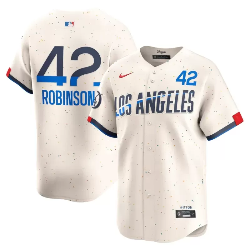 Men's Los Angeles Dodgers Jackie Robinson Nike Cream City Connect Limited Player Jersey Men's Los Angeles Dodgers Jackie Robinson Nike Cream City Connect Limited Player Jersey