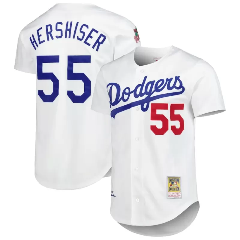 Men's Los Angeles Dodgers Orel Hershiser Mitchell & Ness White Cooperstown Collection Authentic Jersey
