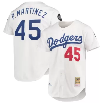 Men's Los Angeles Dodgers Pedro Martinez Mitchell & Ness White 1993 Cooperstown Collection Home Authentic Jersey Men's Los Angeles Dodgers Pedro Martinez Mitchell & Ness White 1993 Cooperstown Collection Home Authentic Jersey