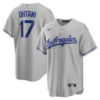 Men's Los Angeles Dodgers Shohei Ohtani Nike Gray Away Replica Player Jersey Men's Los Angeles Dodgers Shohei Ohtani Nike Gray Away Replica Player Jersey