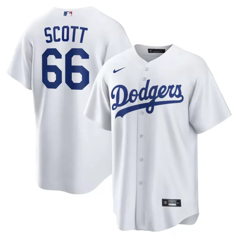 Men's Los Angeles Dodgers Tanner Scott Nike White Home Replica Jersey Men's Los Angeles Dodgers Tanner Scott Nike White Home Replica Jersey