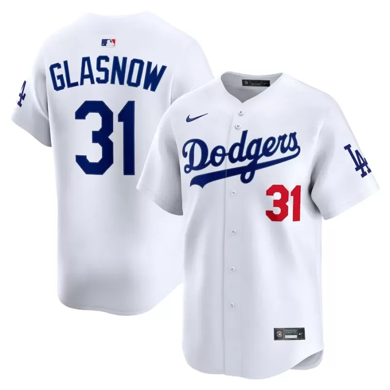 Men's Los Angeles Dodgers Tyler Glasnow Nike White Home Limited Player Jersey Men's Los Angeles Dodgers Tyler Glasnow Nike White Home Limited Player Jersey