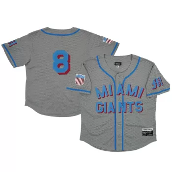 Men's Miami Giants #8 Rings & Crwns Gray Mesh Button-Down Replica Jersey Men's Miami Giants #8 Rings & Crwns Gray Mesh Button-Down Replica Jersey
