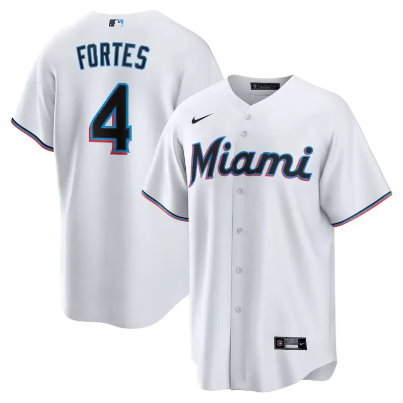 Men's Miami Marlins Nick Fortes Nike White Home Replica Jersey Men's Miami Marlins Nick Fortes Nike White Home Replica Jersey