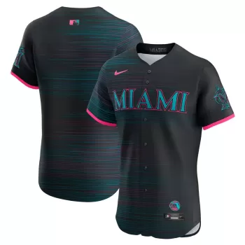 Men's Miami Marlins Nike Black 2025 City Connect Elite Jersey Men's Miami Marlins Nike Black 2025 City Connect Elite Jersey