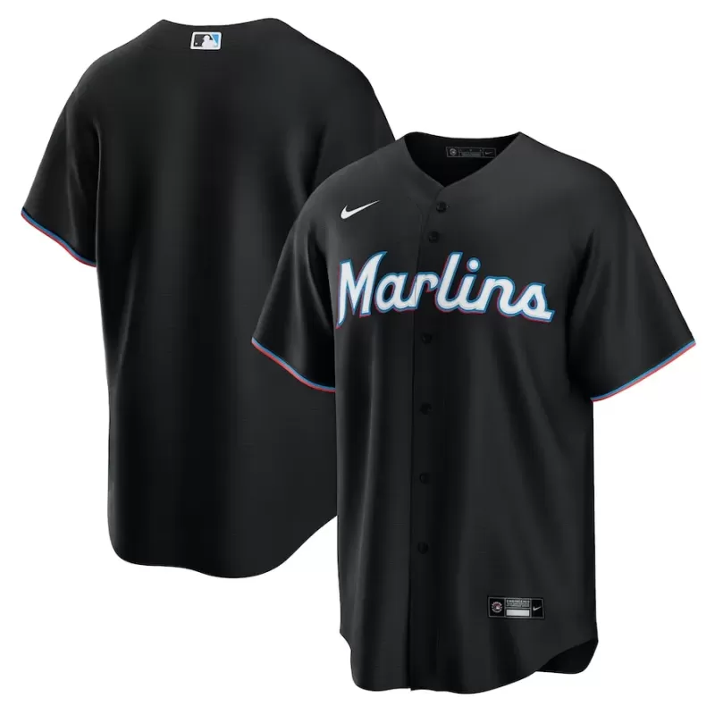 Men's Miami Marlins Nike Black Alternate Replica Jersey