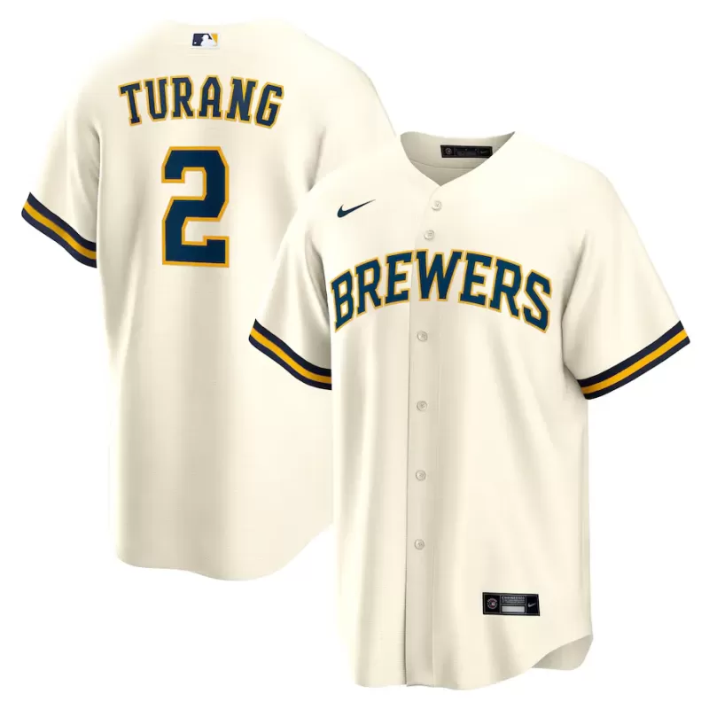 Men's Milwaukee Brewers Brice Turang Nike Cream Home Replica Jersey Men's Milwaukee Brewers Brice Turang Nike Cream Home Replica Jersey