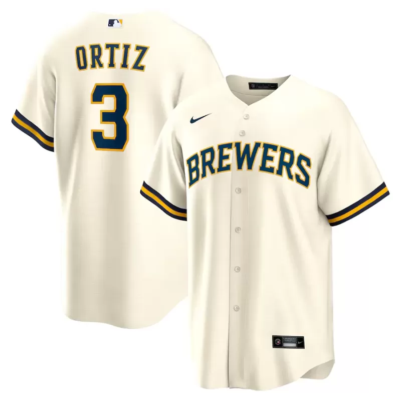 Men's Milwaukee Brewers Joey Ortiz Nike White Home Replica Jersey Men's Milwaukee Brewers Joey Ortiz Nike White Home Replica Jersey