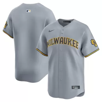 Men's Milwaukee Brewers Nike Gray Away Limited Jersey Men's Milwaukee Brewers Nike Gray Away Limited Jersey