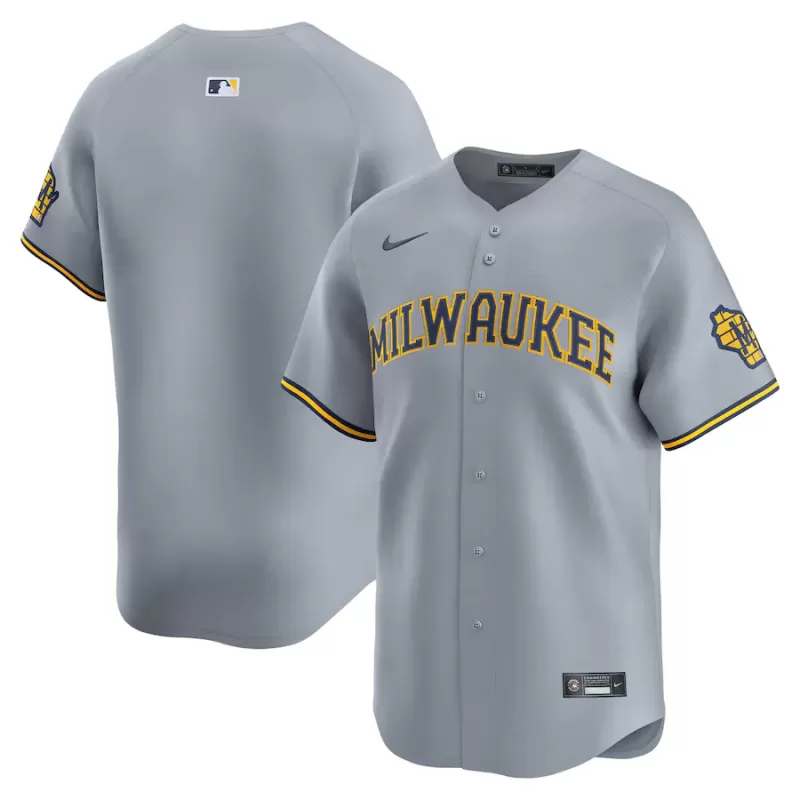 Men's Milwaukee Brewers Nike Gray Away Limited Jersey Men's Milwaukee Brewers Nike Gray Away Limited Jersey