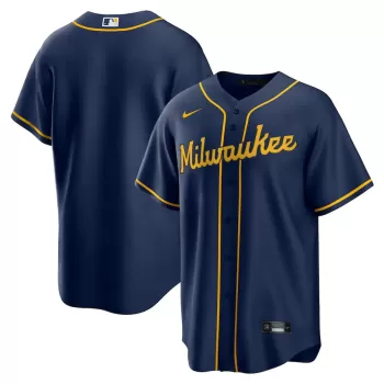 Men's Milwaukee Brewers Nike Navy Alternate Replica Team Jersey Men's Milwaukee Brewers Nike Navy Alternate Replica Team Jersey