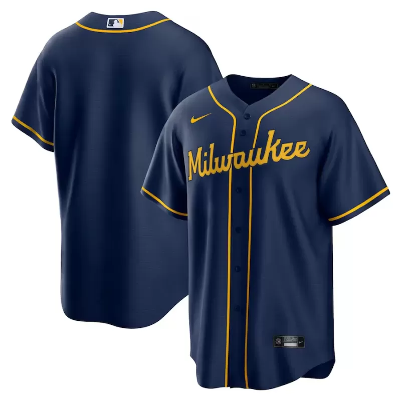 Men's Milwaukee Brewers Nike Navy Alternate Replica Team Jersey Men's Milwaukee Brewers Nike Navy Alternate Replica Team Jersey