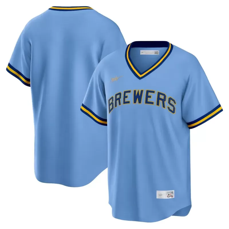 Men's Milwaukee Brewers Nike Powder Blue Road Cooperstown Collection Team Jersey Men's Milwaukee Brewers Nike Powder Blue Road Cooperstown Collection Team Jersey