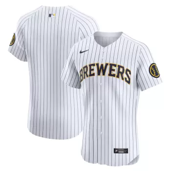 Men's Milwaukee Brewers Nike White Alternate Vapor Premier Elite Patch Jersey Men's Milwaukee Brewers Nike White Alternate Vapor Premier Elite Patch Jersey