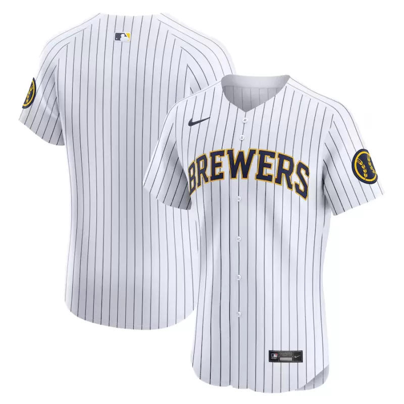 Men's Milwaukee Brewers Nike White Alternate Vapor Premier Elite Patch Jersey