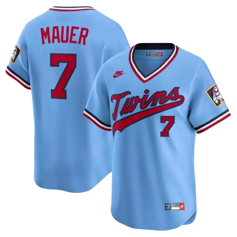 Men's Minnesota Twins Joe Mauer Nike Light Blue Throwback Cooperstown Collection Limited Jersey Men's Minnesota Twins Joe Mauer Nike Light Blue Throwback Cooperstown Collection Limited Jersey