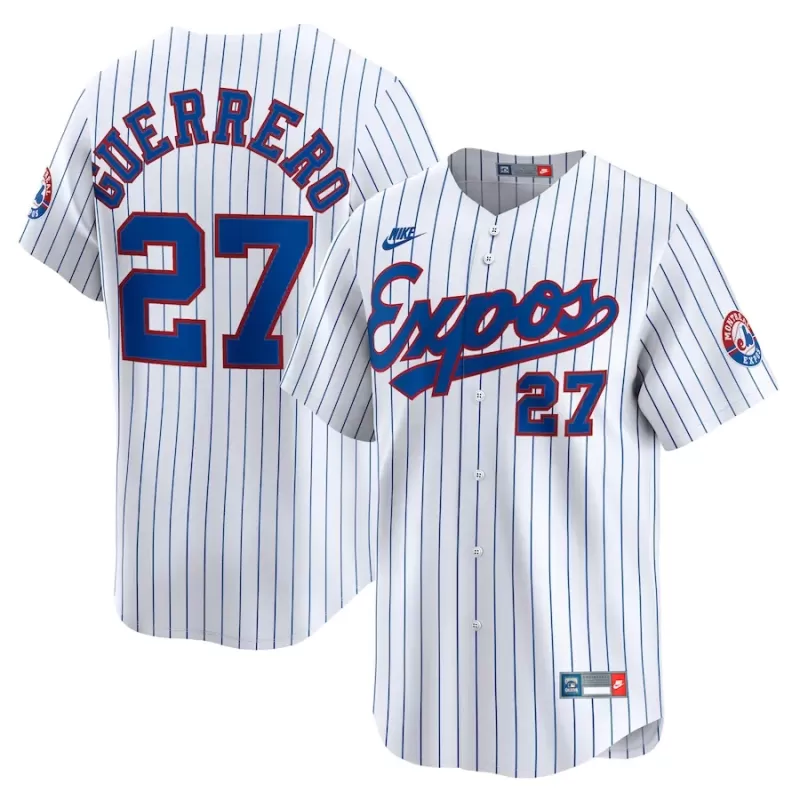 Men's Montreal Expos Vladimir Guerrero Nike White Throwback Cooperstown Collection Limited Jersey Men's Montreal Expos Vladimir Guerrero Nike White Throwback Cooperstown Collection Limited Jersey