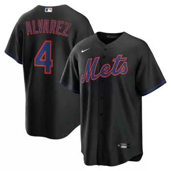 Men's New York Mets Francisco Alvarez Nike Black Alternate Replica Jersey Men's New York Mets Francisco Alvarez Nike Black Alternate Replica Jersey