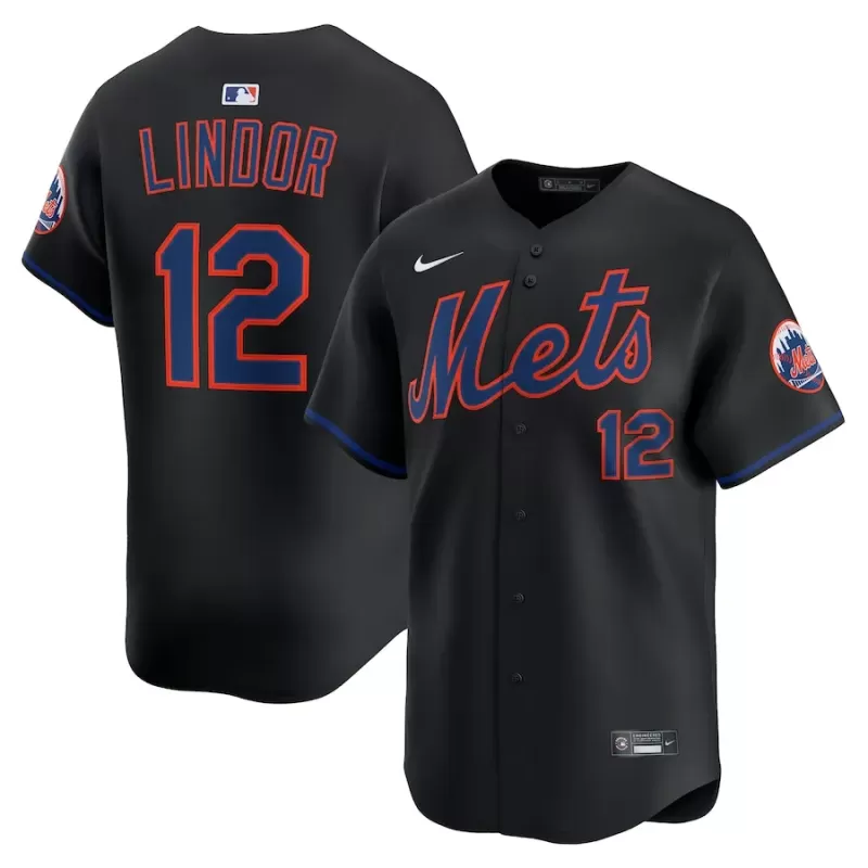 Men's New York Mets Francisco Lindor Nike Black Alternate Limited Jersey Men's New York Mets Francisco Lindor Nike Black Alternate Limited Jersey