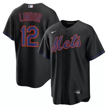 Men's New York Mets Francisco Lindor Nike Black Alternate Replica Jersey Men's New York Mets Francisco Lindor Nike Black Alternate Replica Jersey