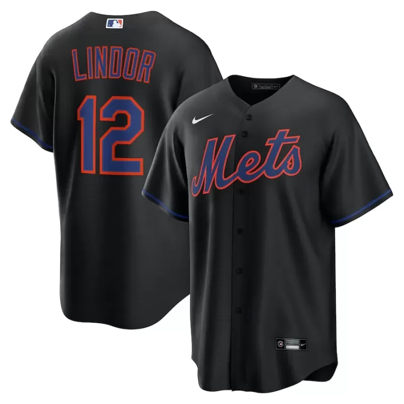 Men's New York Mets Francisco Lindor Nike Black Alternate Replica Jersey
