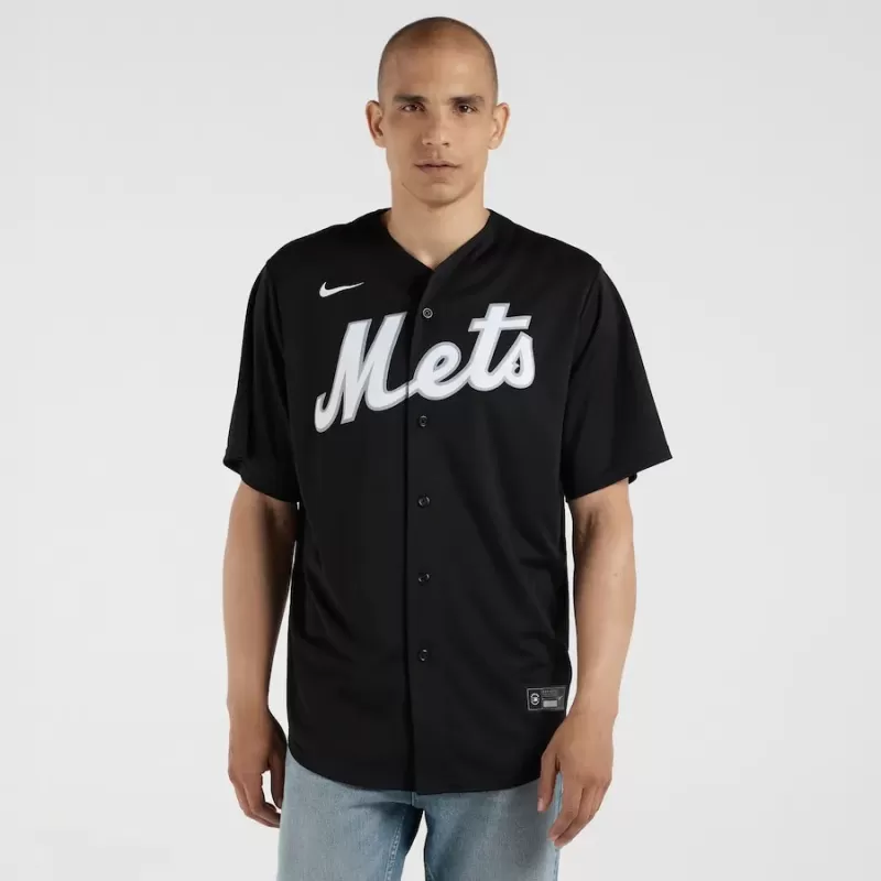 Men's New York Mets Francisco Lindor Nike Black Lights Out Replica Player Jersey