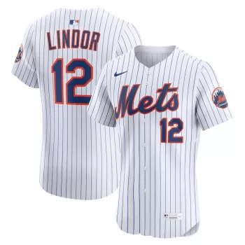 Men's New York Mets Francisco Lindor Nike White Home Elite Player Jersey Men's New York Mets Francisco Lindor Nike White Home Elite Player Jersey