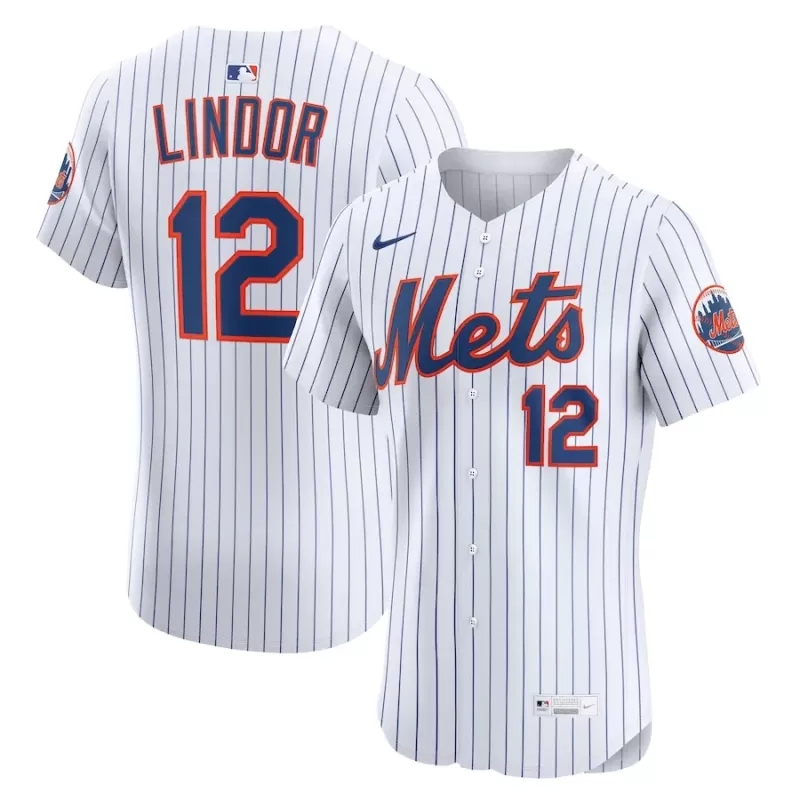 Men's New York Mets Francisco Lindor Nike White Home Elite Player Jersey Men's New York Mets Francisco Lindor Nike White Home Elite Player Jersey