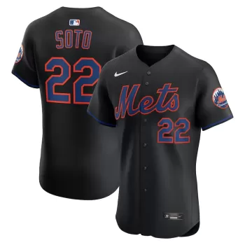 Men's New York Mets Juan Soto Nike Black Alternate Elite Jersey Men's New York Mets Juan Soto Nike Black Alternate Elite Jersey