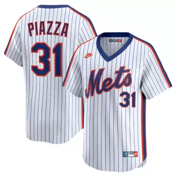 Men's New York Mets Mike Piazza Nike White Throwback Cooperstown Collection Limited Jersey