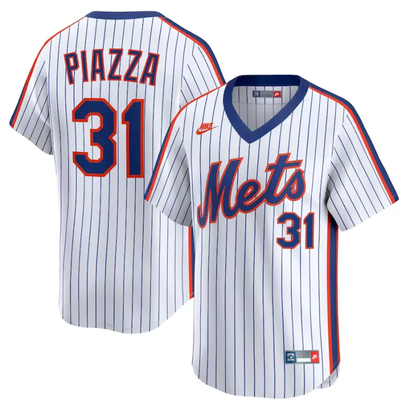 Men's New York Mets Mike Piazza Nike White Throwback Cooperstown Collection Limited Jersey Men's New York Mets Mike Piazza Nike White Throwback Cooperstown Collection Limited Jersey