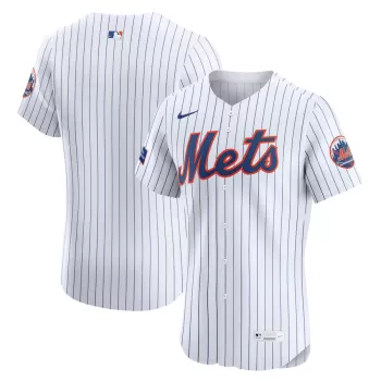 Men's New York Mets Nike White Home Sponsor Patch Elite Jersey Men's New York Mets Nike White Home Sponsor Patch Elite Jersey