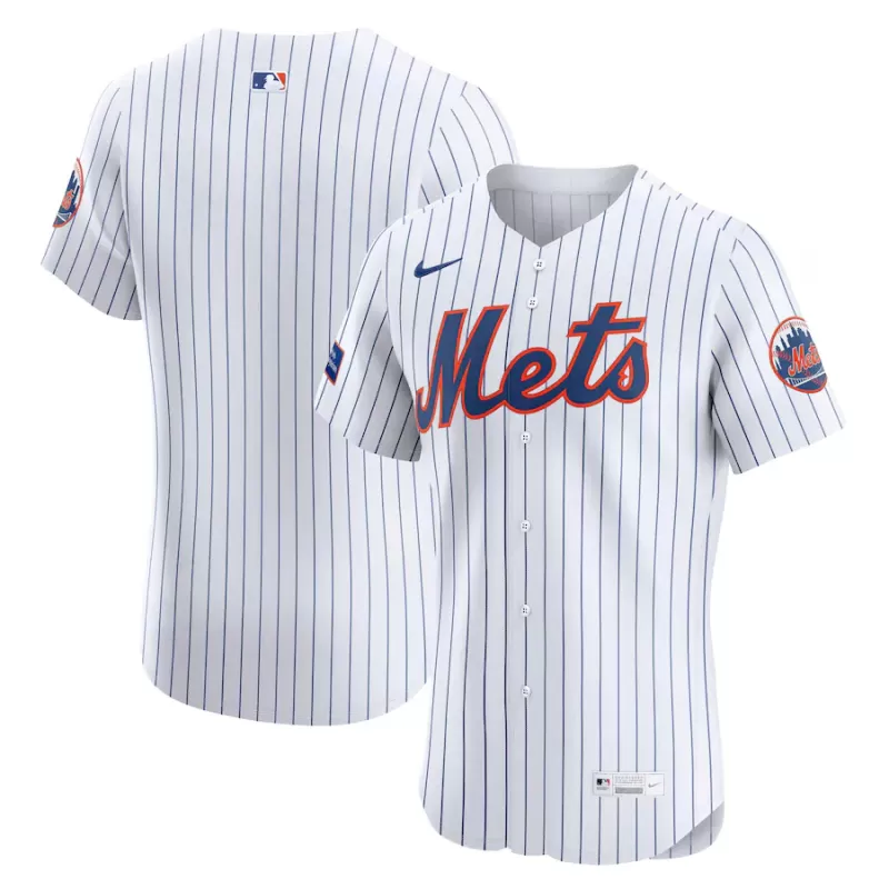 Men's New York Mets Nike White Home Sponsor Patch Elite Jersey Men's New York Mets Nike White Home Sponsor Patch Elite Jersey
