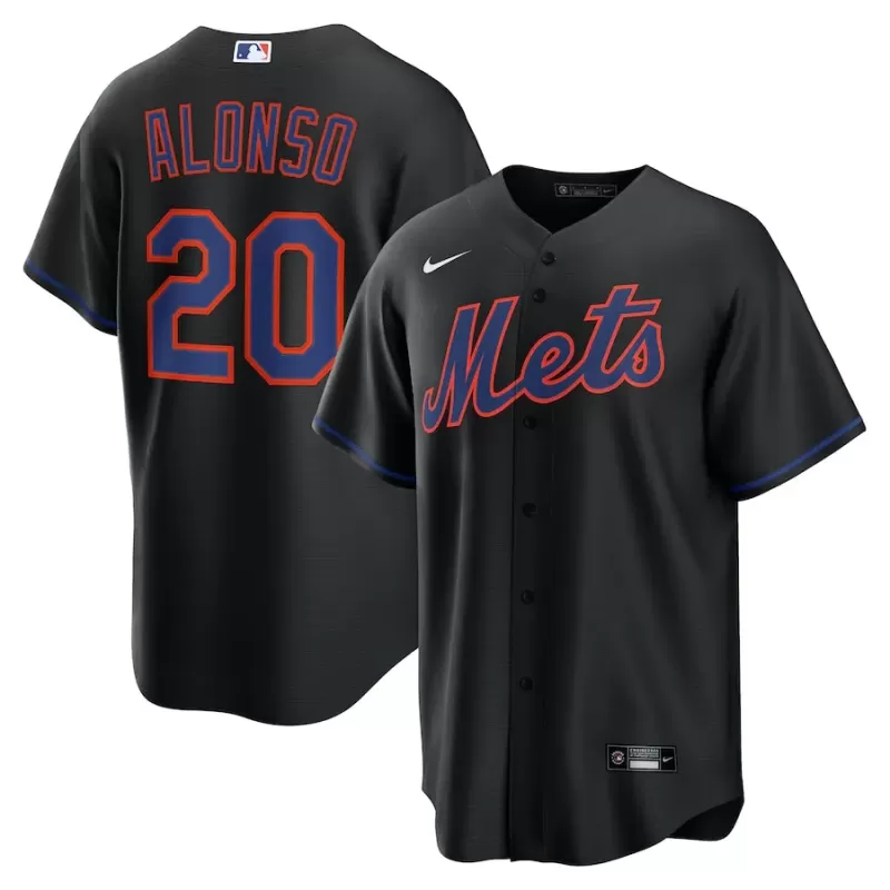 Men's New York Mets Pete Alonso Nike Black Alternate Replica Jersey Men's New York Mets Pete Alonso Nike Black Alternate Replica Jersey