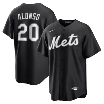 Men's New York Mets Pete Alonso Nike Black Lights Out Replica Player Jersey Men's New York Mets Pete Alonso Nike Black Lights Out Replica Player Jersey