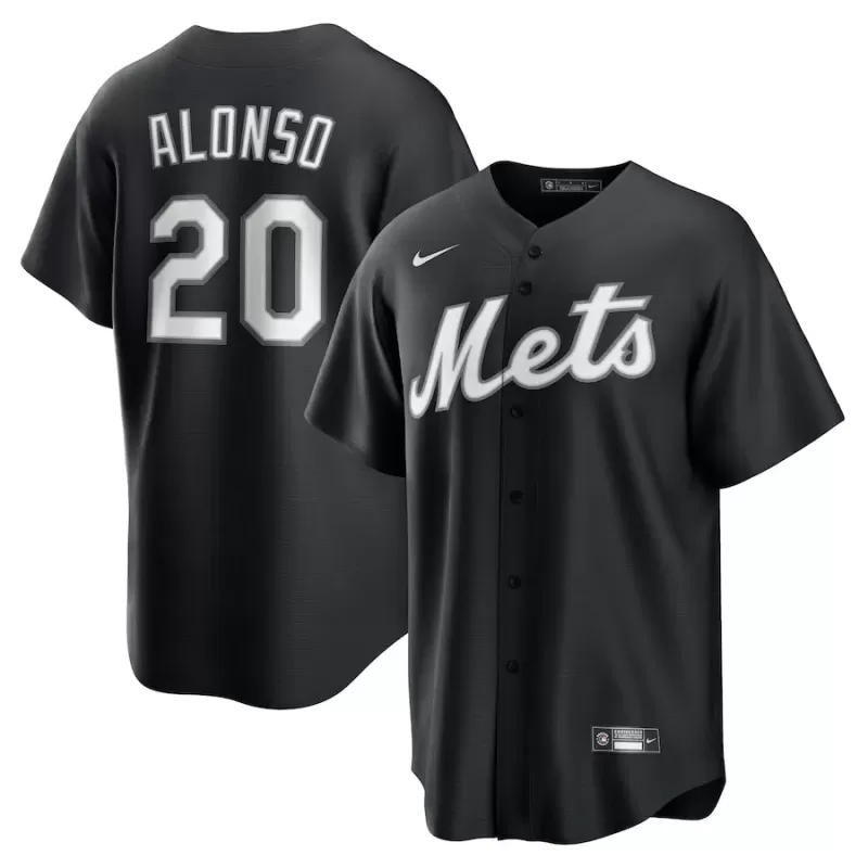 Men's New York Mets Pete Alonso Nike Black Lights Out Replica Player Jersey Men's New York Mets Pete Alonso Nike Black Lights Out Replica Player Jersey