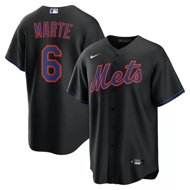 Men's New York Mets Starling Marte Nike Black Alternate Replica 2.0 Player Jersey