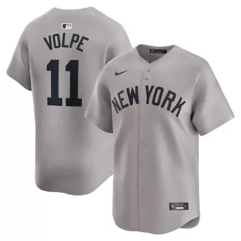 Men's New York Yankees Anthony Volpe Nike Gray Away Limited Player Jersey Men's New York Yankees Anthony Volpe Nike Gray Away Limited Player Jersey