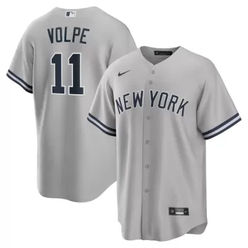 Men's New York Yankees Anthony Volpe Nike Gray Road Replica Jersey Men's New York Yankees Anthony Volpe Nike Gray Road Replica Jersey