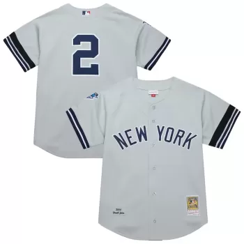 Men's New York Yankees Derek Jeter Mitchell & Ness Gray Cooperstown Collection 2000 World Series Authentic Jersey