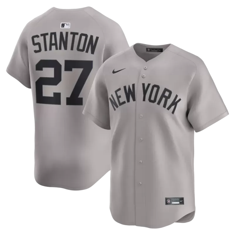 Men's New York Yankees Giancarlo Stanton Nike Gray Road Limited Jersey Men's New York Yankees Giancarlo Stanton Nike Gray Road Limited Jersey