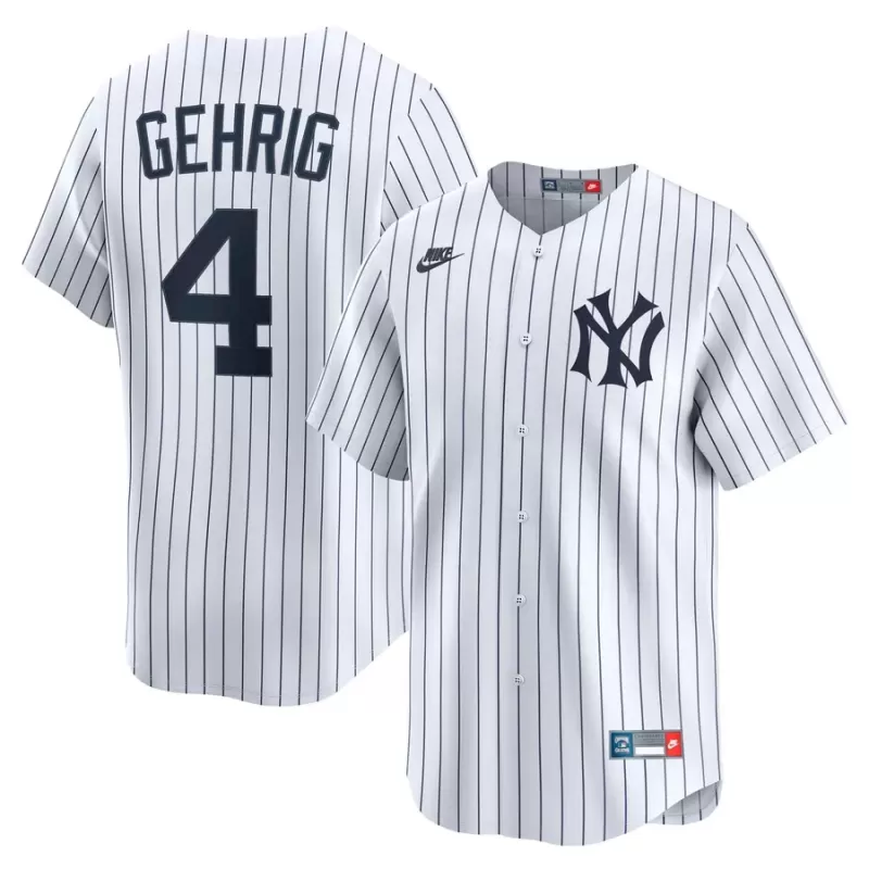 Men's New York Yankees Lou Gehrig Nike White Throwback Cooperstown Collection Limited Jersey Men's New York Yankees Lou Gehrig Nike White Throwback Cooperstown Collection Limited Jersey
