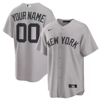 Men's New York Yankees Nike Gray Away Custom Replica Jersey Men's New York Yankees Nike Gray Away Custom Replica Jersey