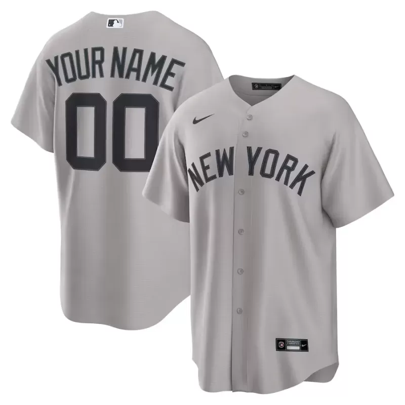 Men's New York Yankees Nike Gray Away Custom Replica Jersey Men's New York Yankees Nike Gray Away Custom Replica Jersey